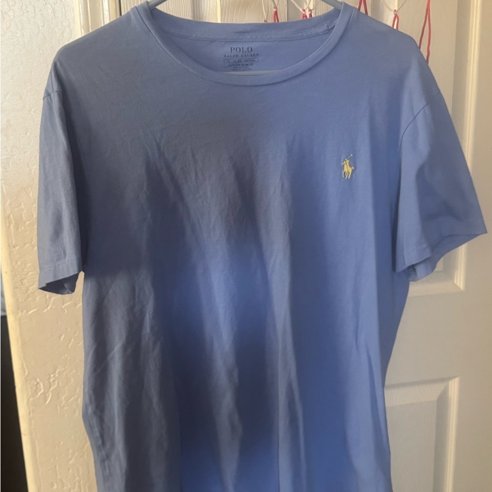 Polo by Ralph Lauren Short Sleeve Crew Tee in Light Blue with Yellow Pony